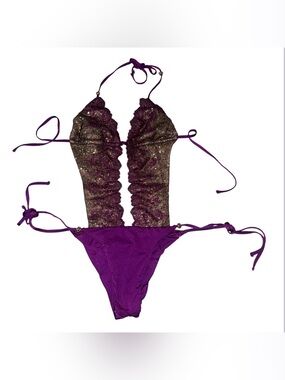 Beach Bunny Gold Dust Monokini One-Piece Swimsuit